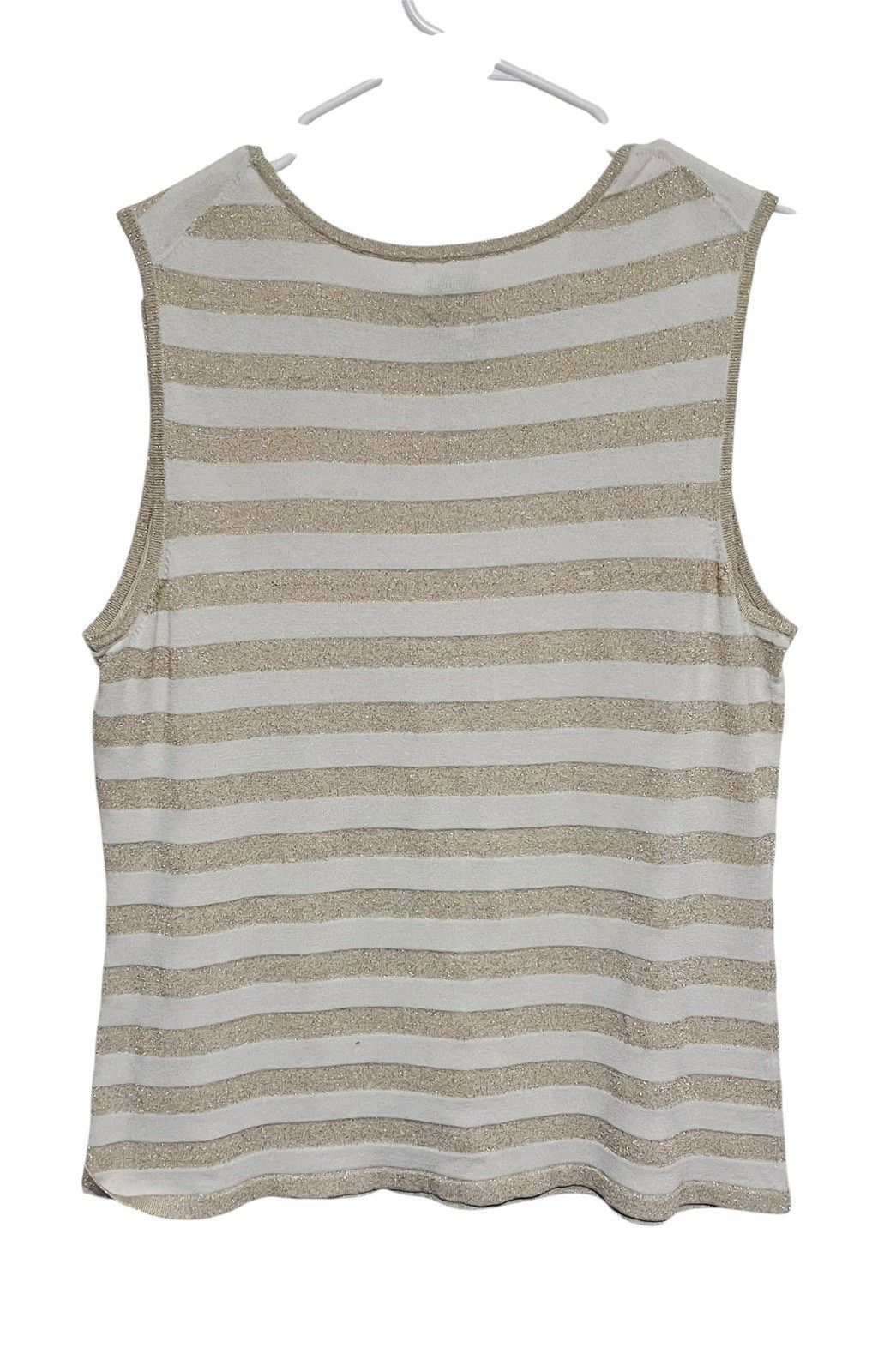 Chico’s Metallic Gold Striped Top Women’s XL 3 Silk Blend Sleeveless Tank