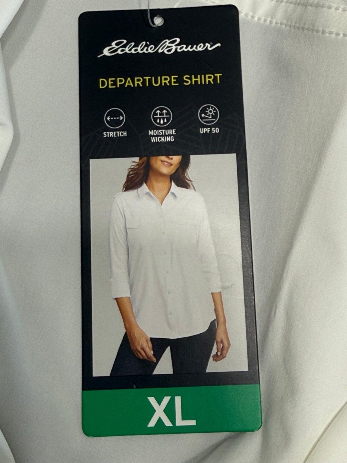 NWT. Eddie Bauer Womens Departure Button Down Travel Shirt Size XLWhite $65 P159