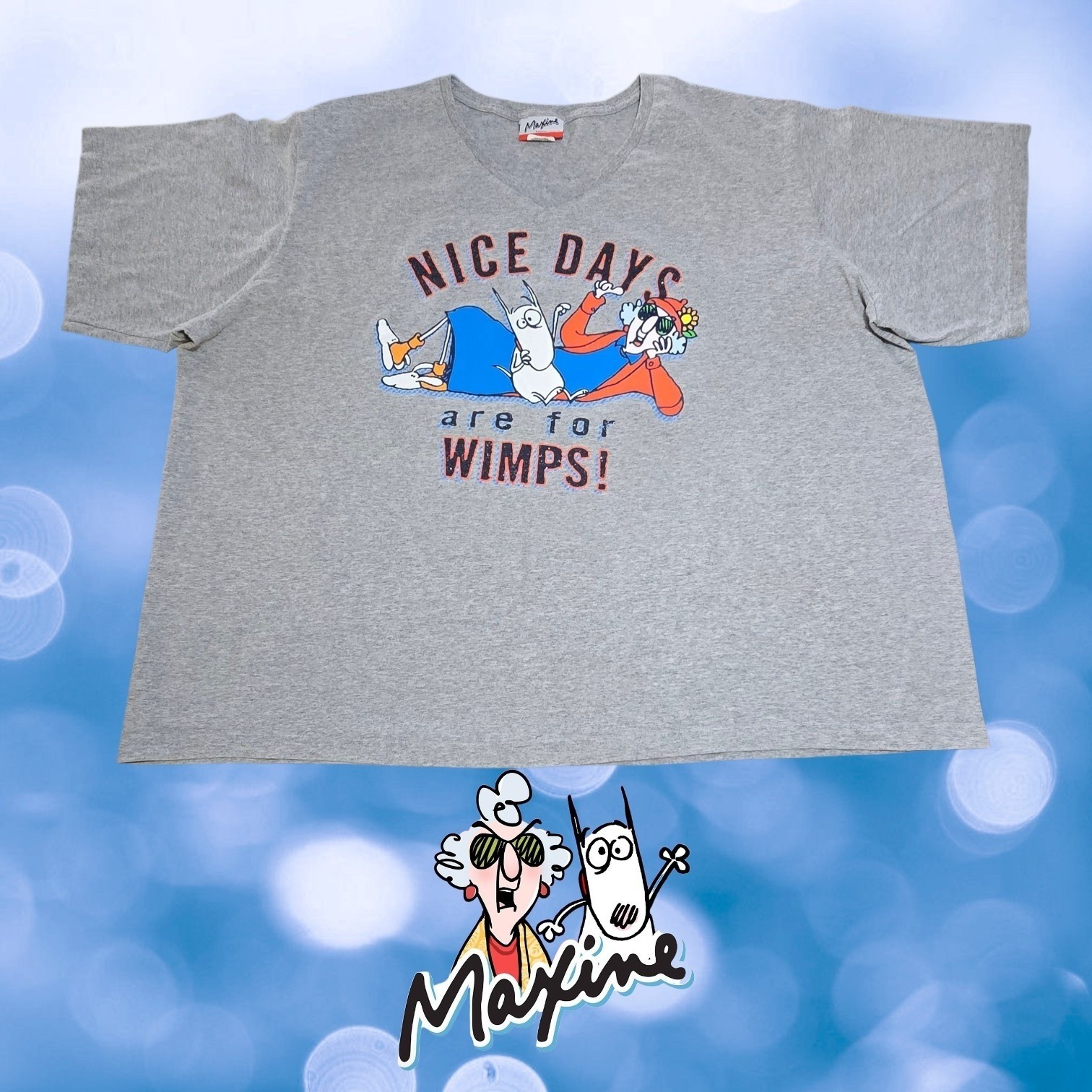 Maxine Womens Vintage Graphic Nice Days For Wimps T-Shirt Gray 30/32 5X