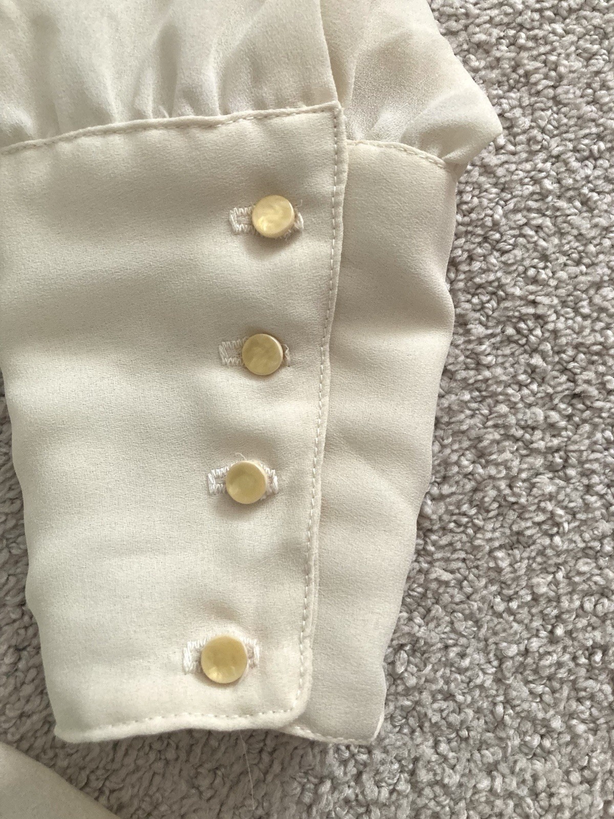 Vtg 80s Ivory Lace Blouse Victorian Revival Prairie Puff Sleeves Size 9/10