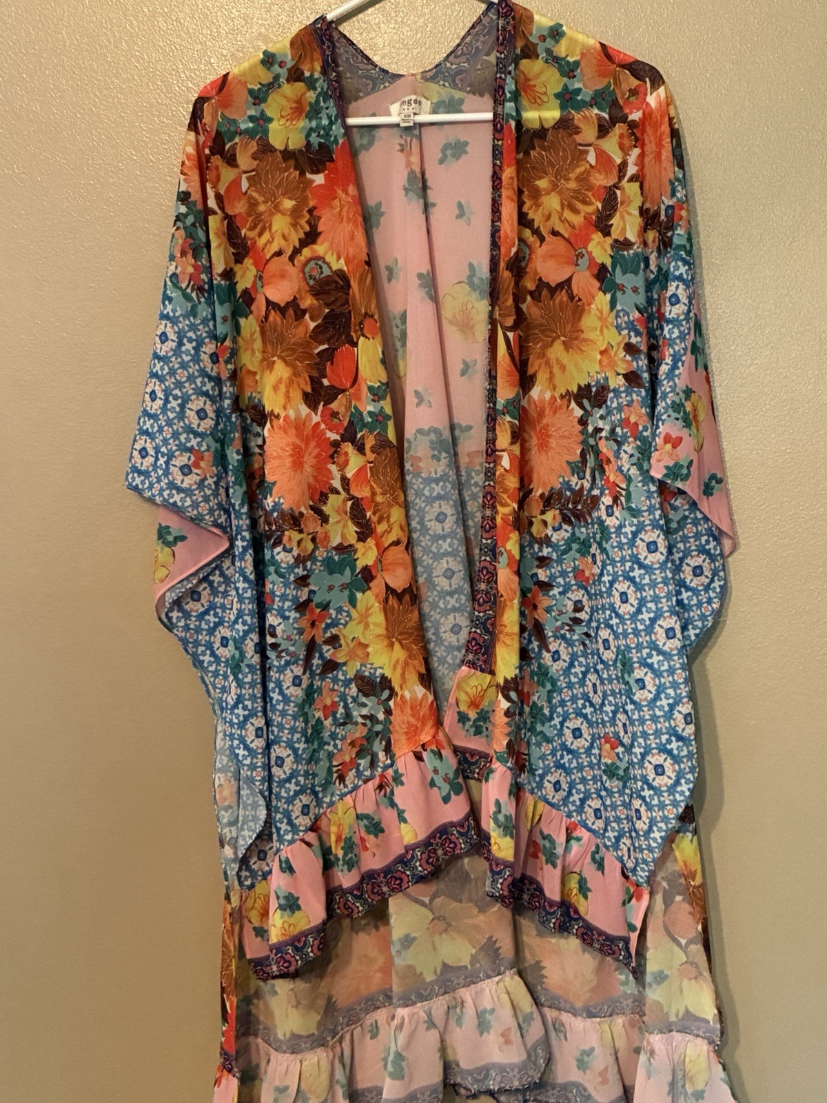 Umgee Mixed Print Floral Kimono Duster Size S/M Festival Boho