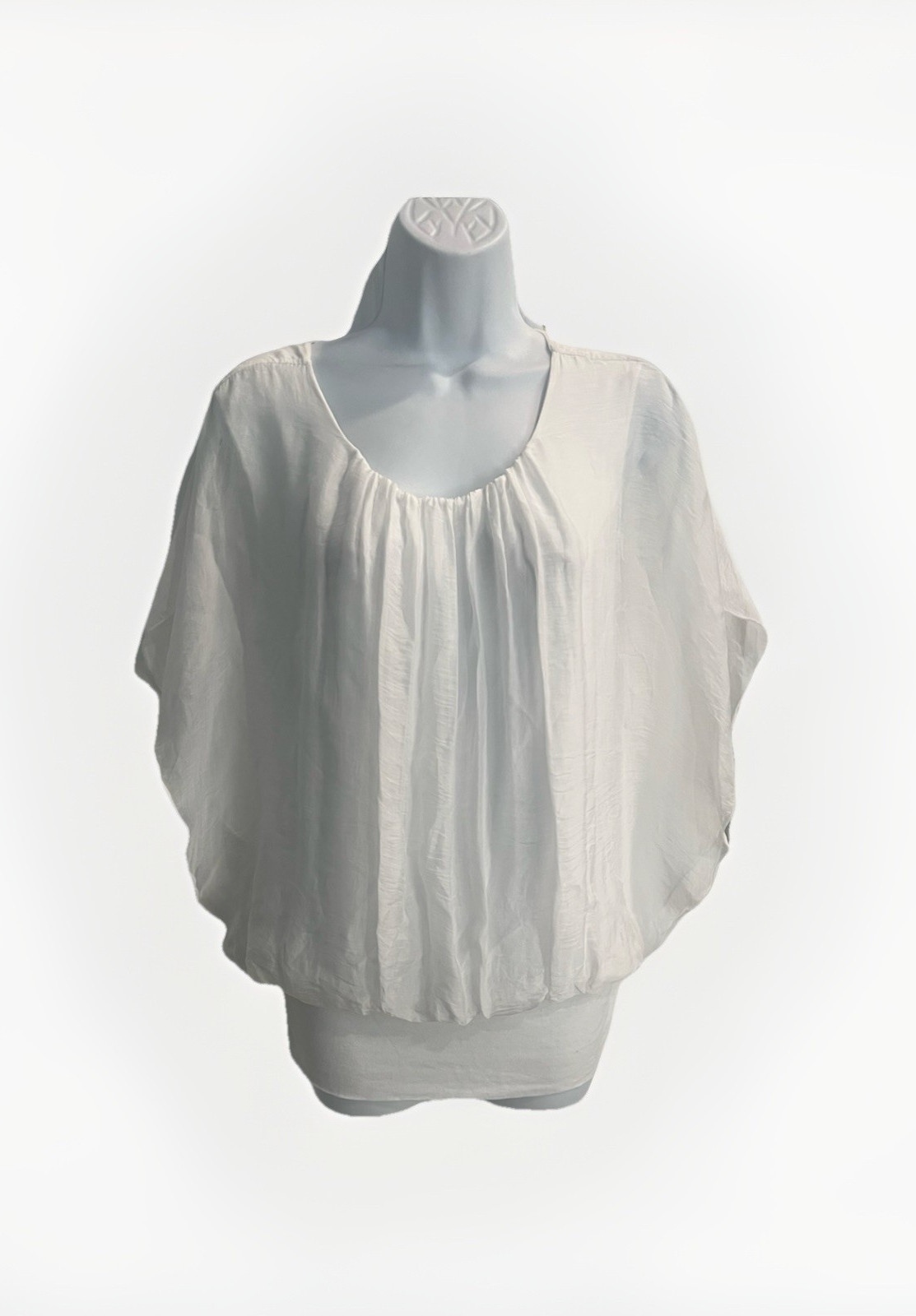 Meo Meli Top Womens One Size White Silk Blend Dolman Sleeve Blouse Boho Italy