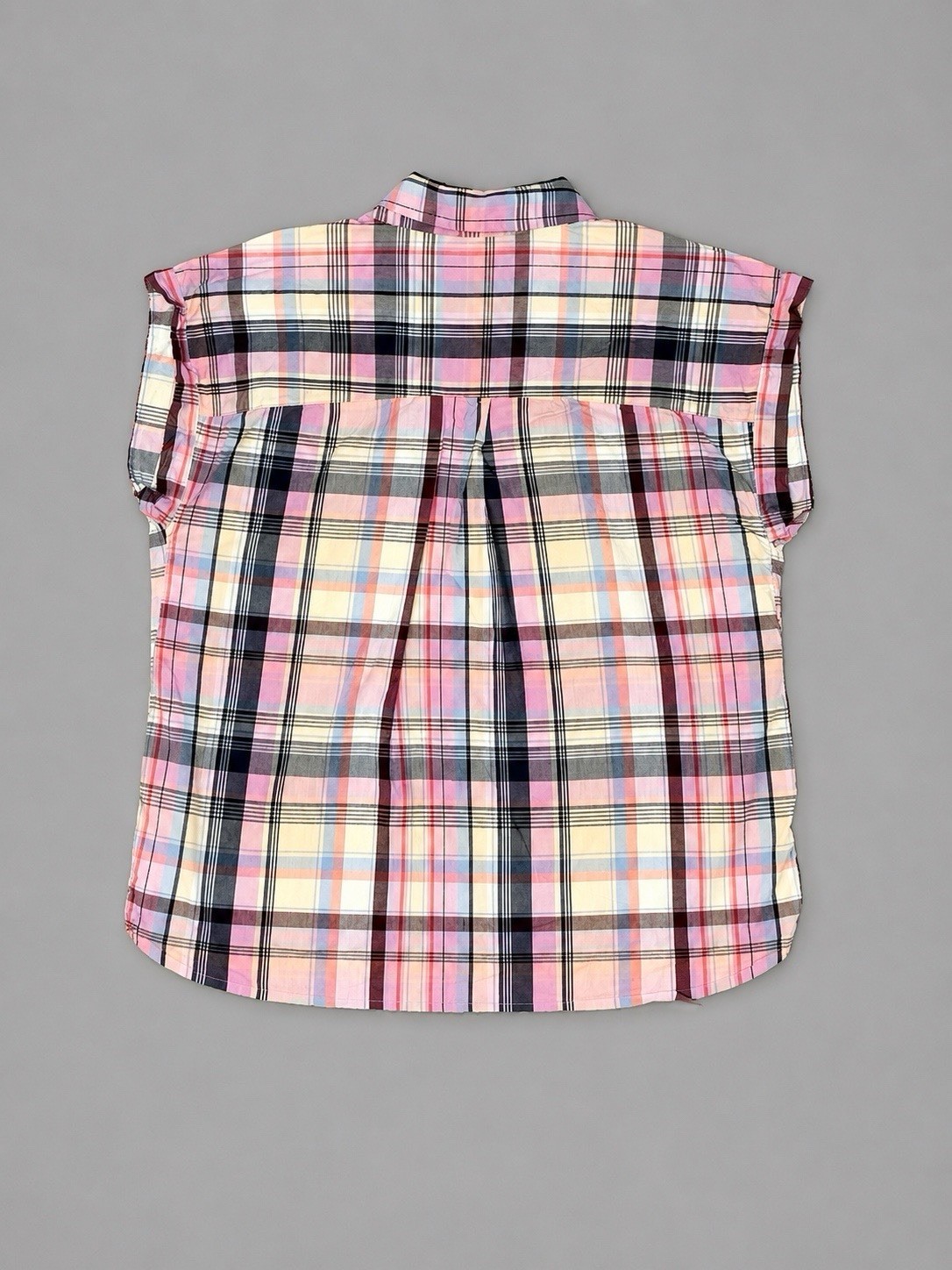 LOFT Pink/Blue/Yellow Plaid Collared Sleeveless Button-Up Top Womens M