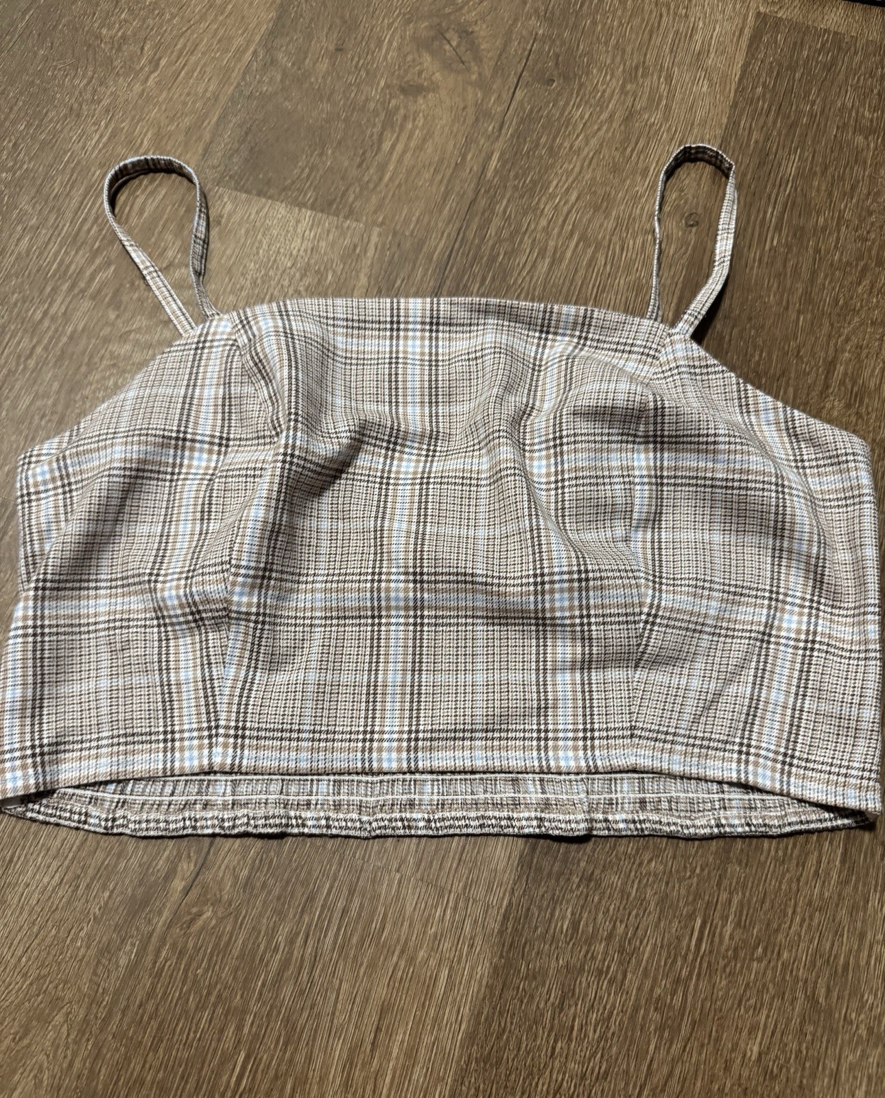 Aeropostale Tank Brown Plaid Stretch Adjustable Straps Summer New With Tags XL