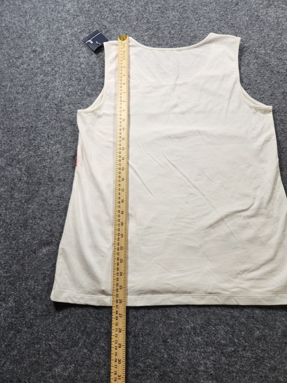 New LANDS’ END Tank Top Women Medium White Red Floral Poppy Stretch Sleeveless