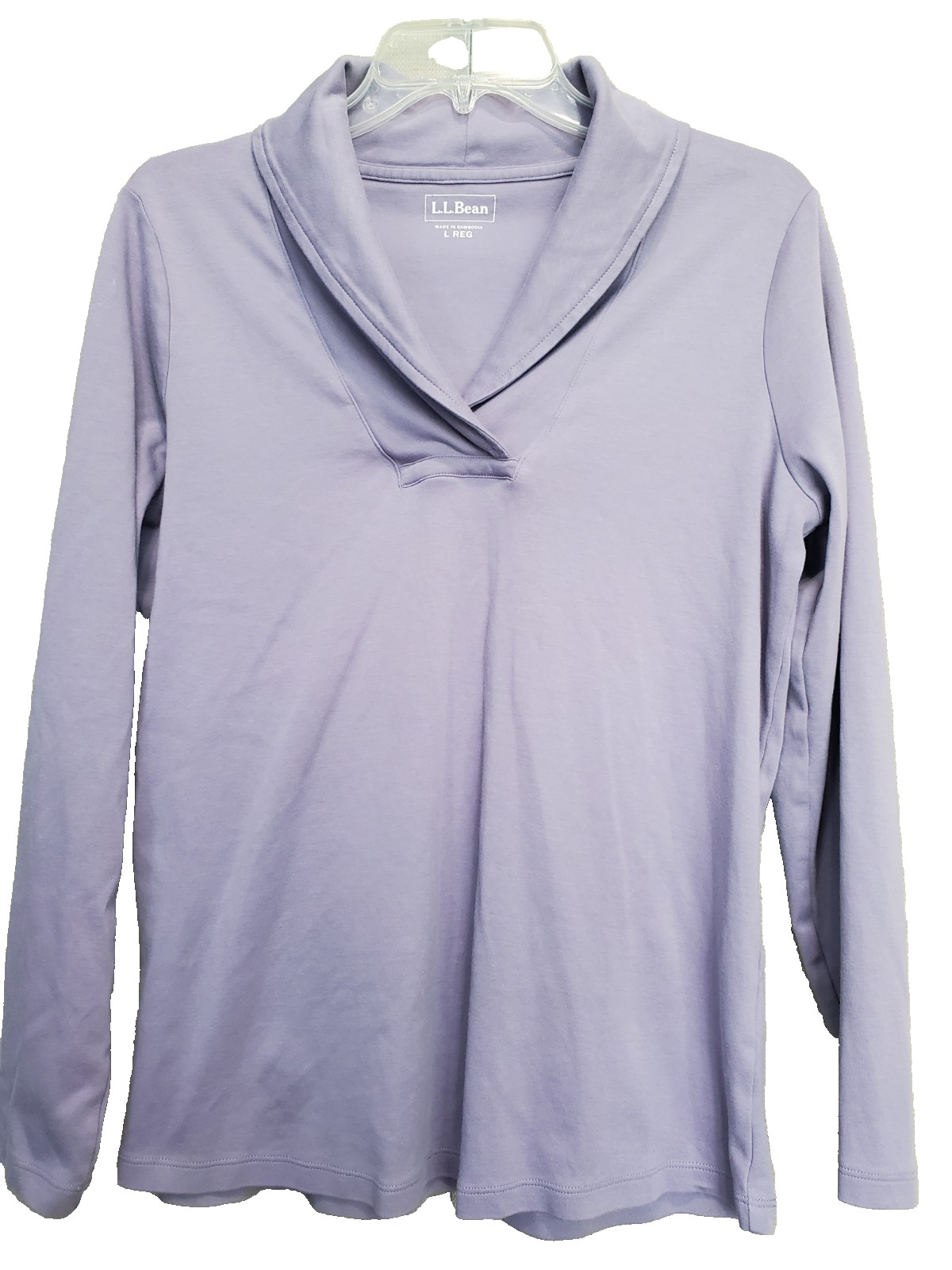LL Bean Women’s Cotton Purple Shawl Collar Long Sleeve Shirt Size Large