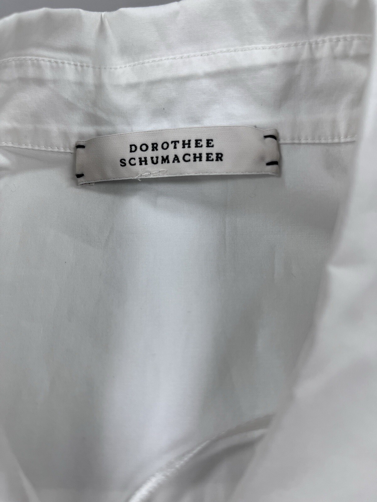 New Dorothee Schumacher Size M/L Mixed Fabric Cool Design white + khaki blouse