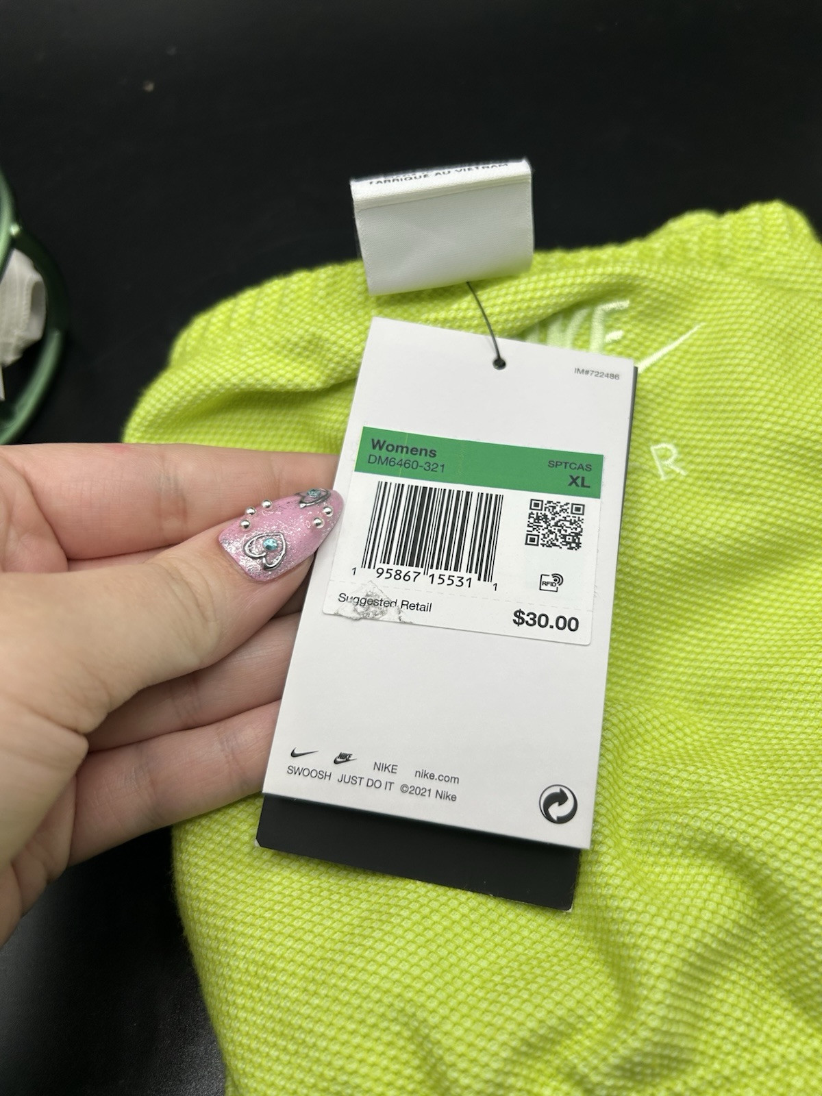Nike Air Bandeau Top Womens Size XL Pique Neon Green DM6460-321 (CBMH)