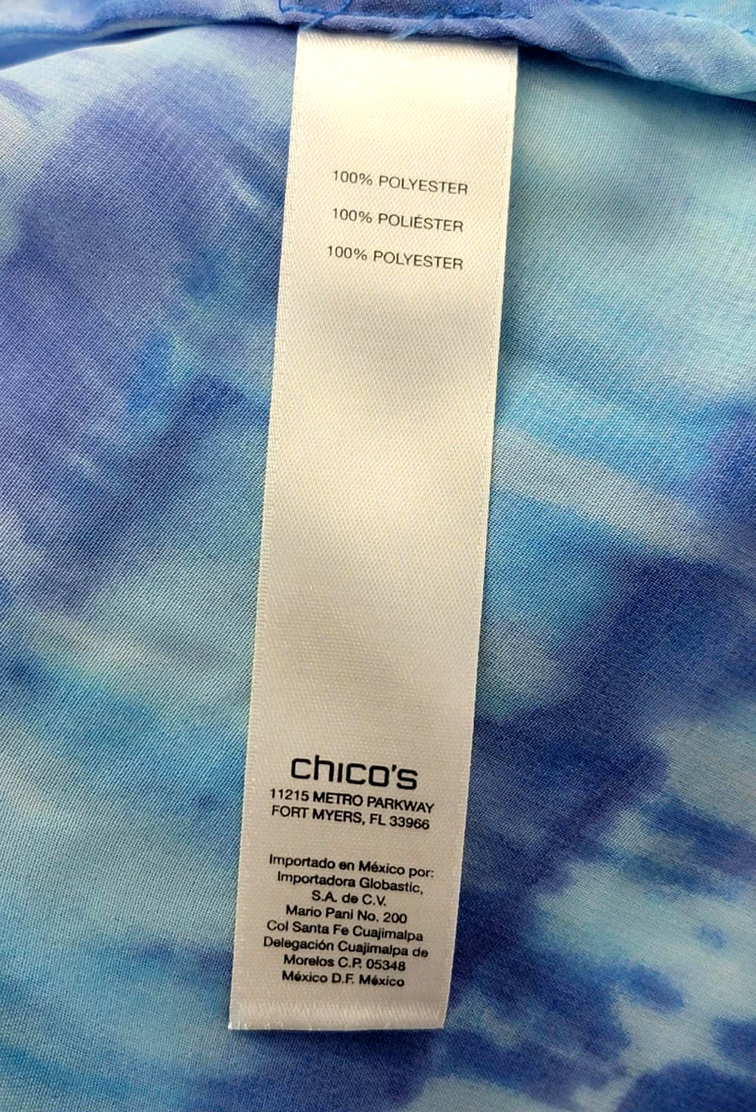 Tie Dye Blouse Tunic Top Women Size 1 M Medium Blue White 3/4 Sleeve Sheer