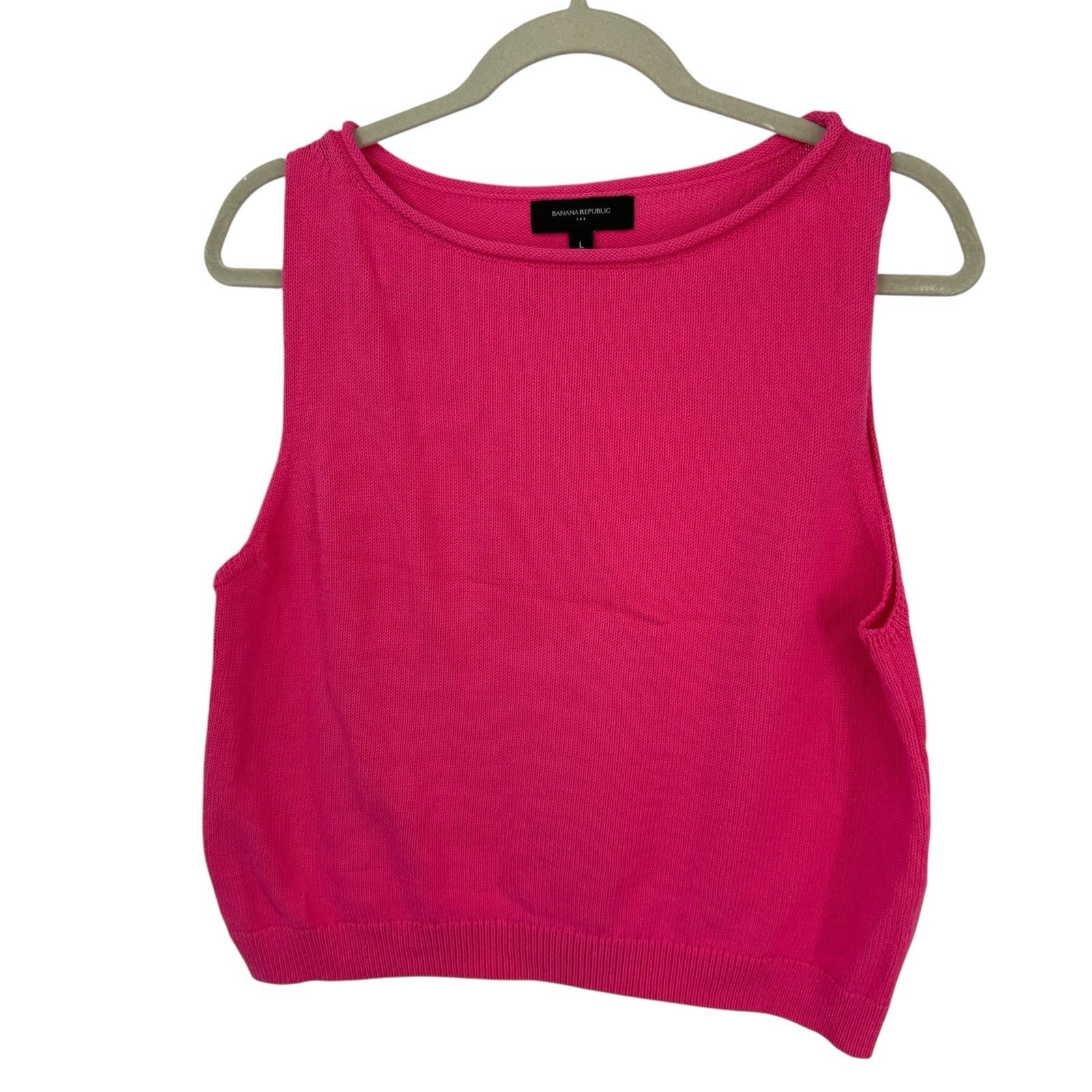 Banana Republic Sleeveless Cropped Boat-Neck Sweater Shell Women size Large Pink