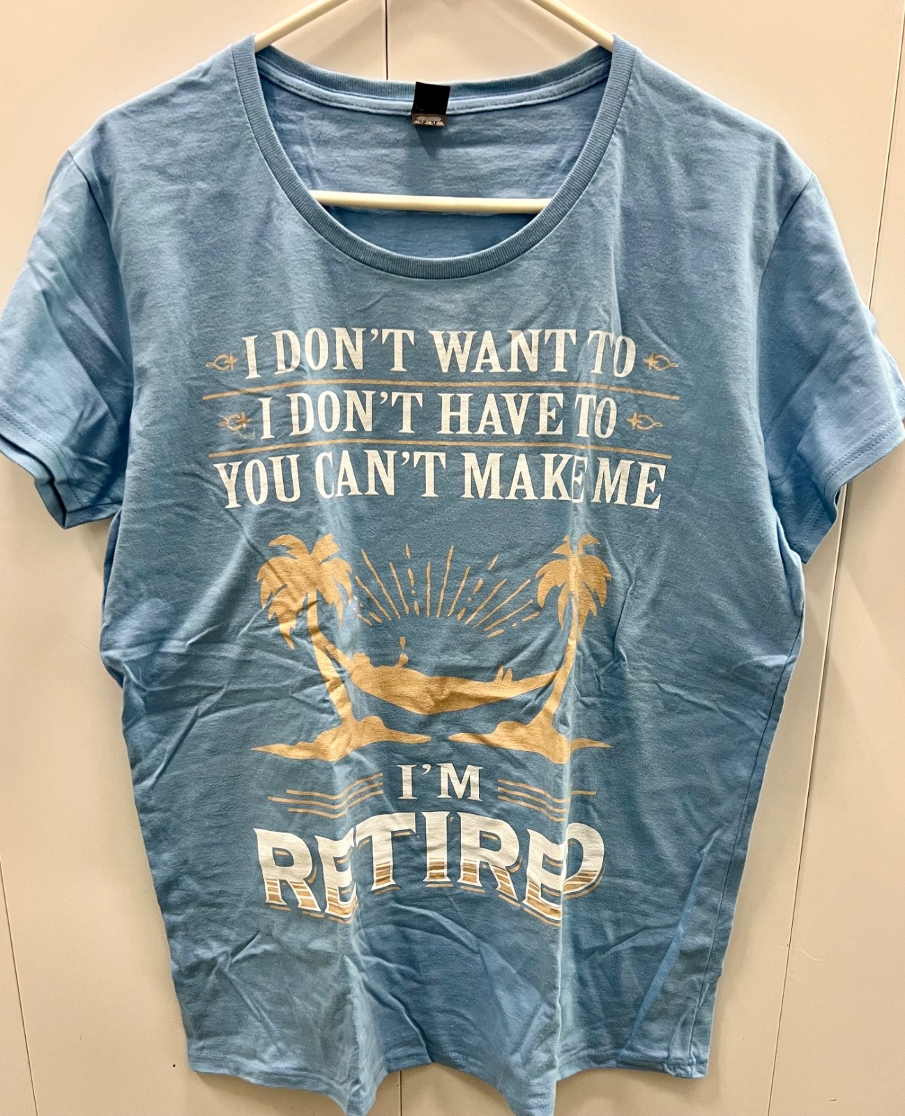 Anvil Lightweight Women’s Tshirt 100% cotton Light blue Retirement quote Size XL