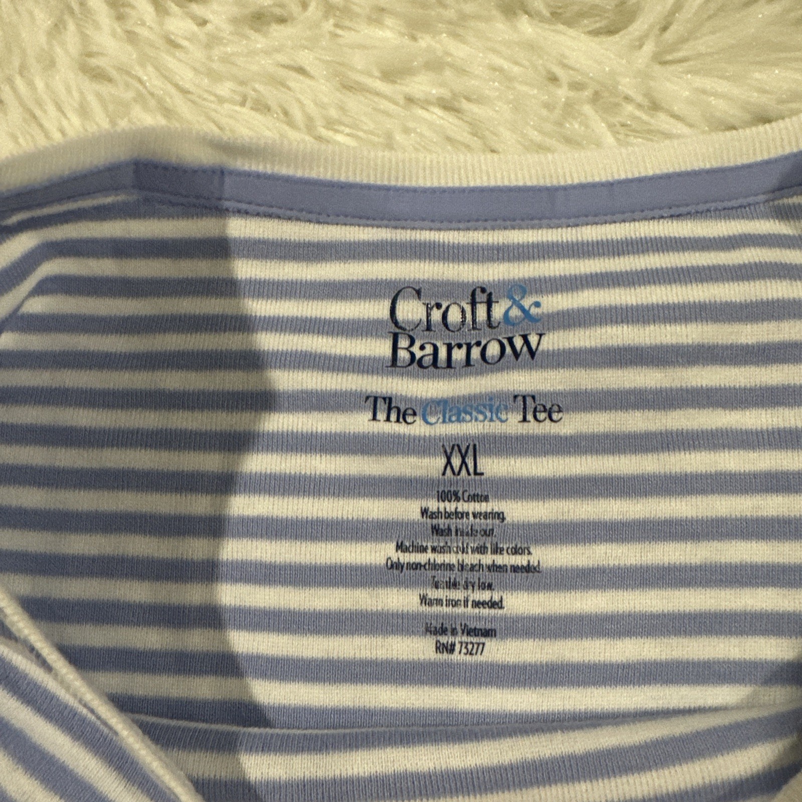 Croft and Barrow XXL womens NWT blue striped The Classic Tee preppy