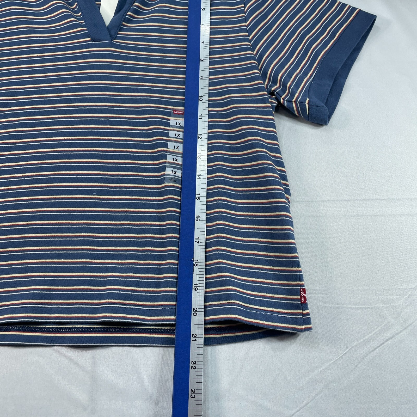 Levis Shirt Womens Plus Size 1X Blue White Striped Short Sleeve New