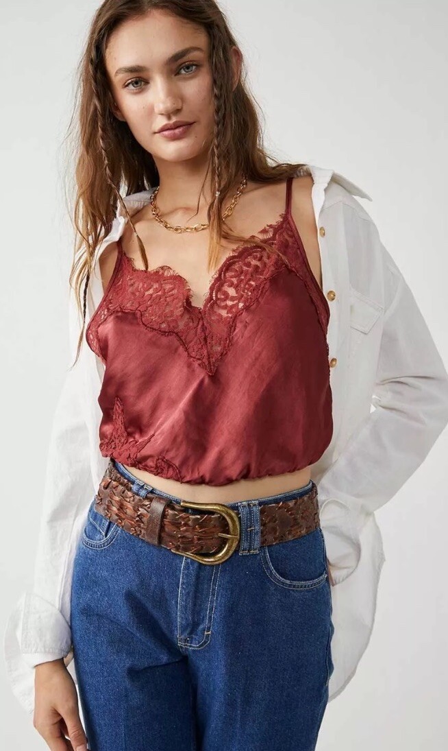 NWOT Free People Intimately Night Out Blouson Brami Lace Cami Anthropologie XS