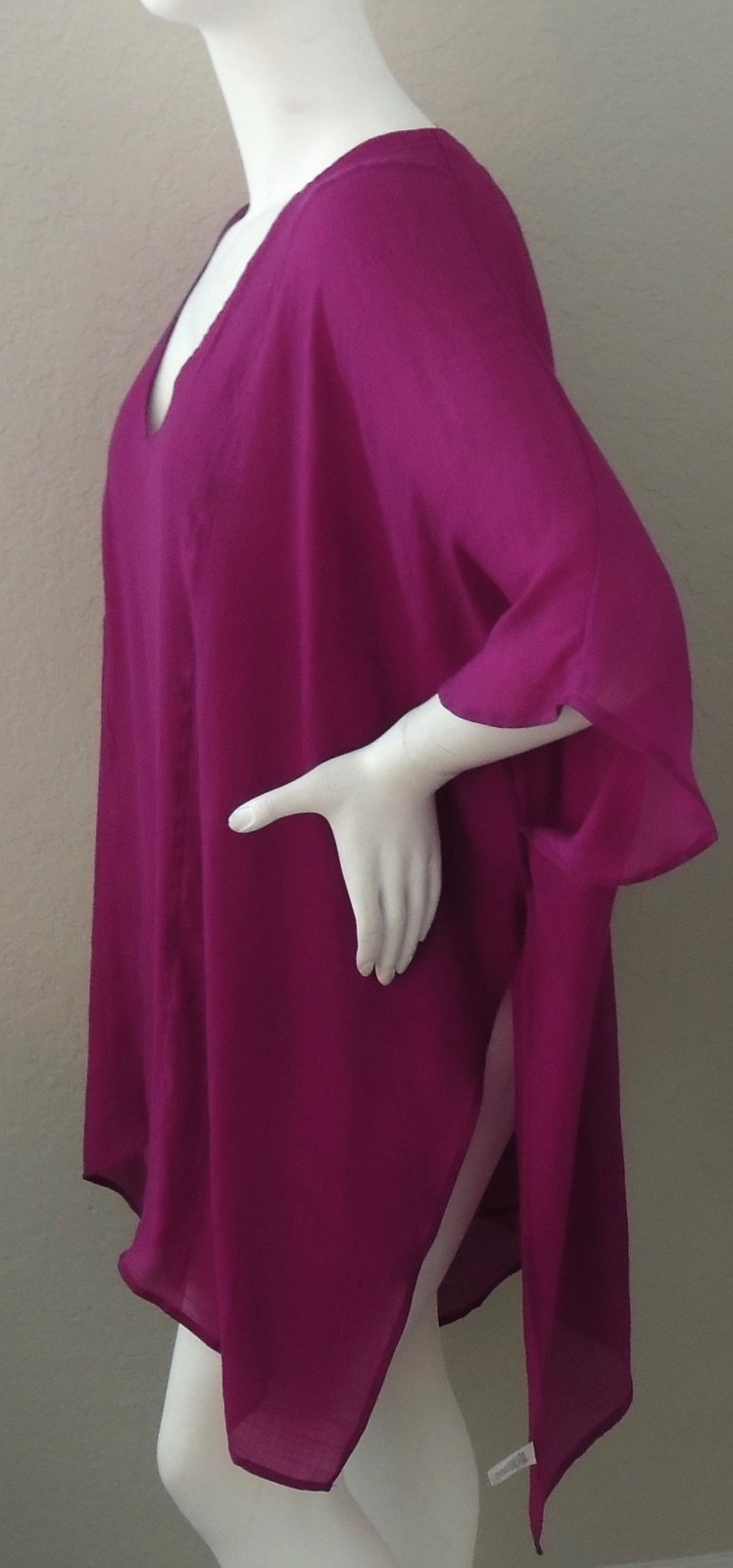 Umgee USA V-Neck Caftan Tunic Cover Up Berry Fuchsia Plus XL/1XL & 1XL/2XL New!
