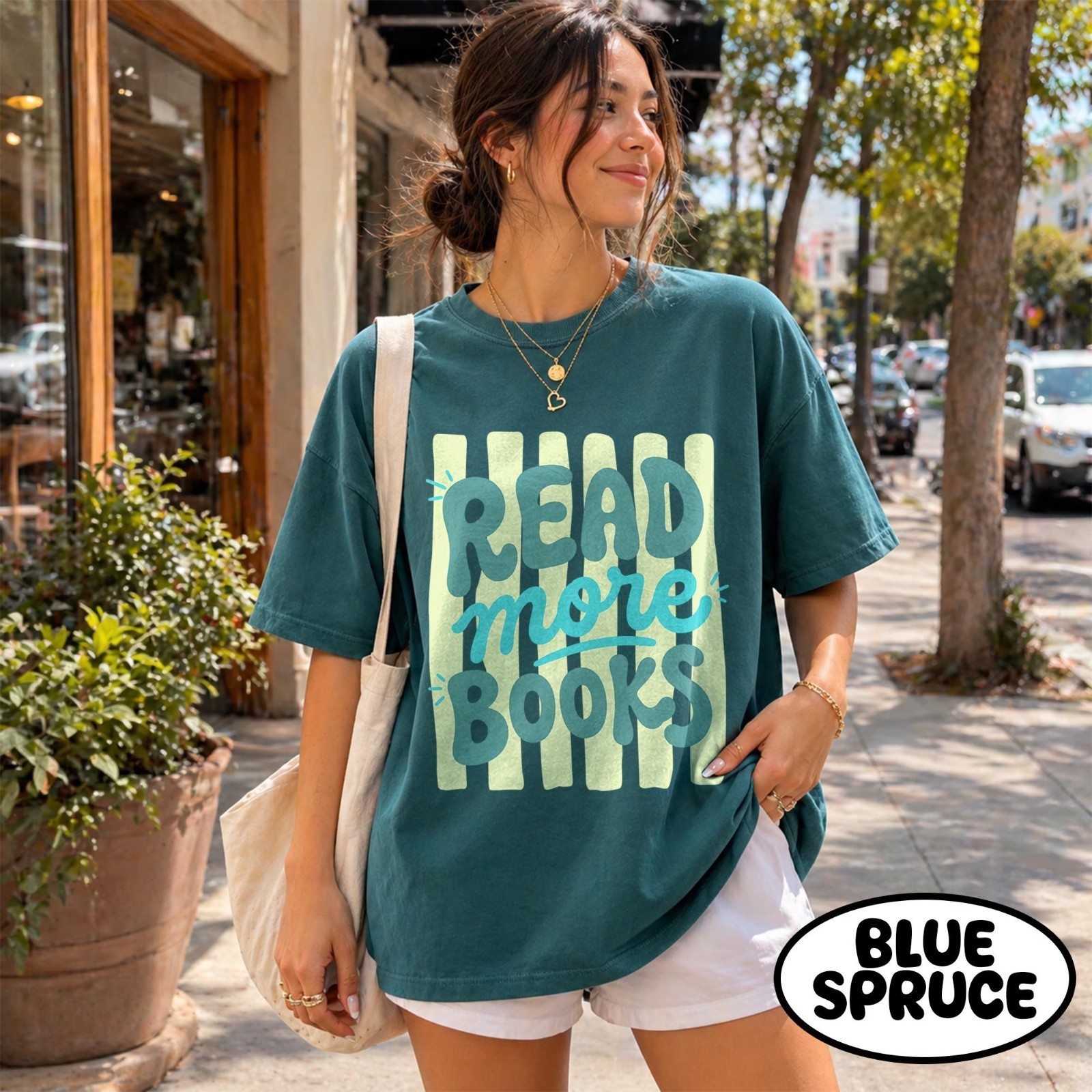 Read More Books T-Shirt, Book Lover Graphic Tee, Trendy Striped Bookish Shirt