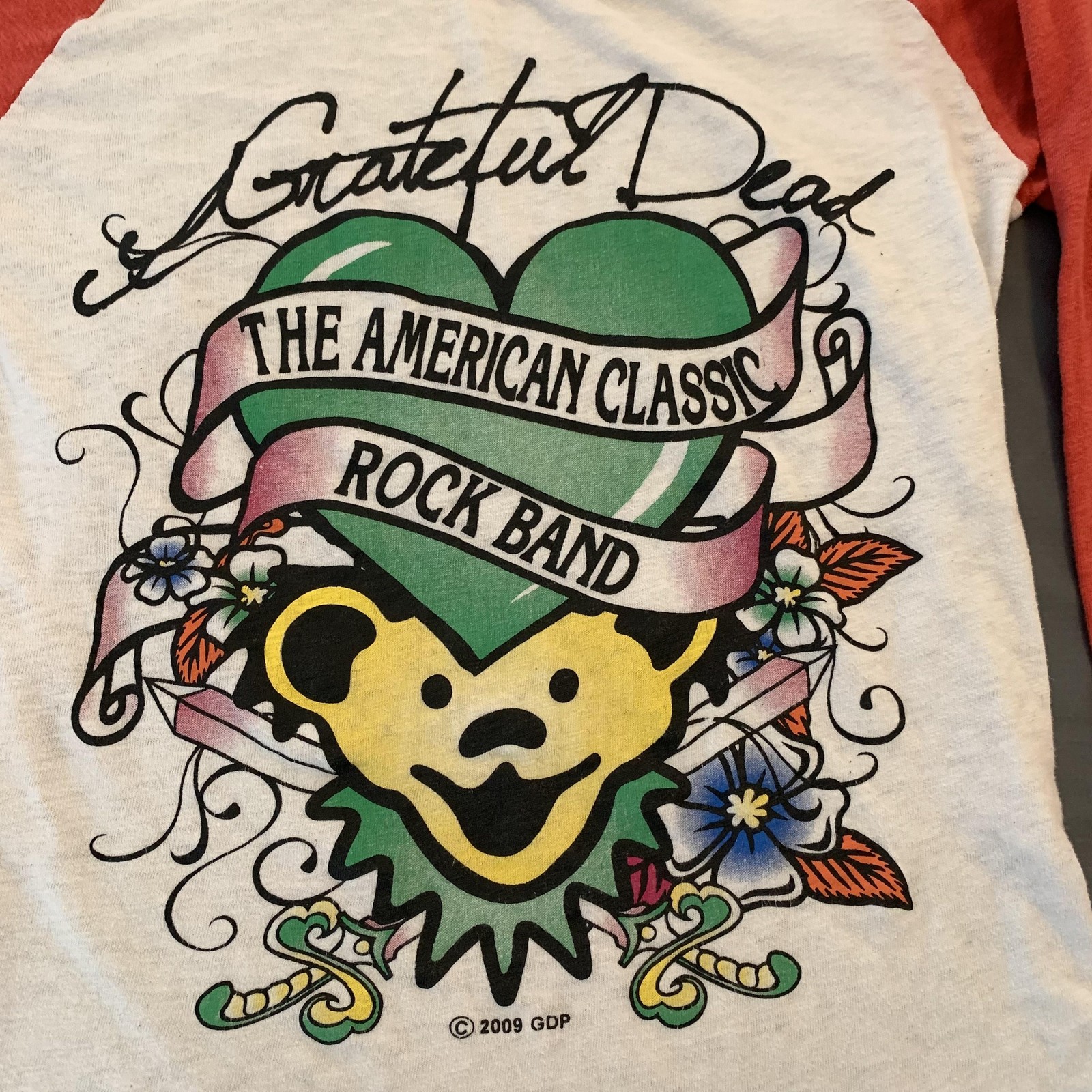 Grateful Dead Shirt Juniors Large Multicolor Raglan Long Sleeve Bear Tee Rock