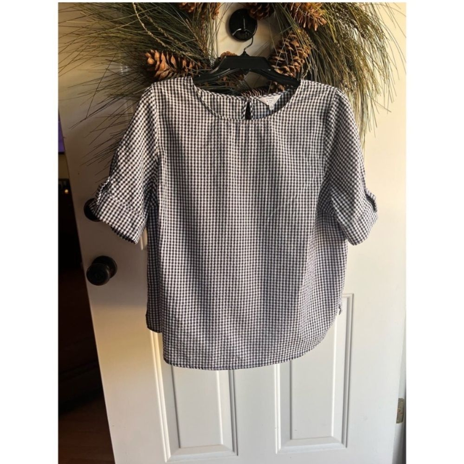 Navy Blue and White Crown and Ivy short sleeve Top/Shirt/Blouse