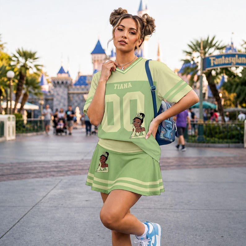Personalized Tiana Princess Football Jersey Tennis Skirt Disney Princess & Frog