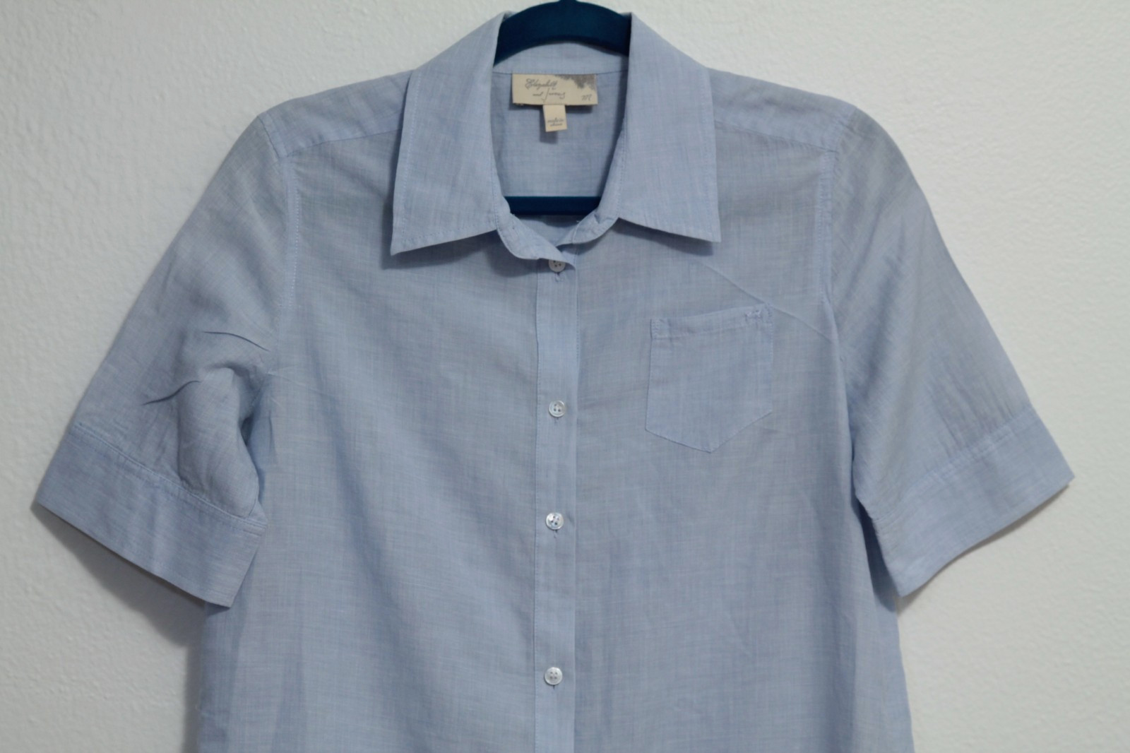 ELIZABETH AND JAMES Top/Blouse/Top Cotton/Linen Mix Short Sleeves Buttons Size M