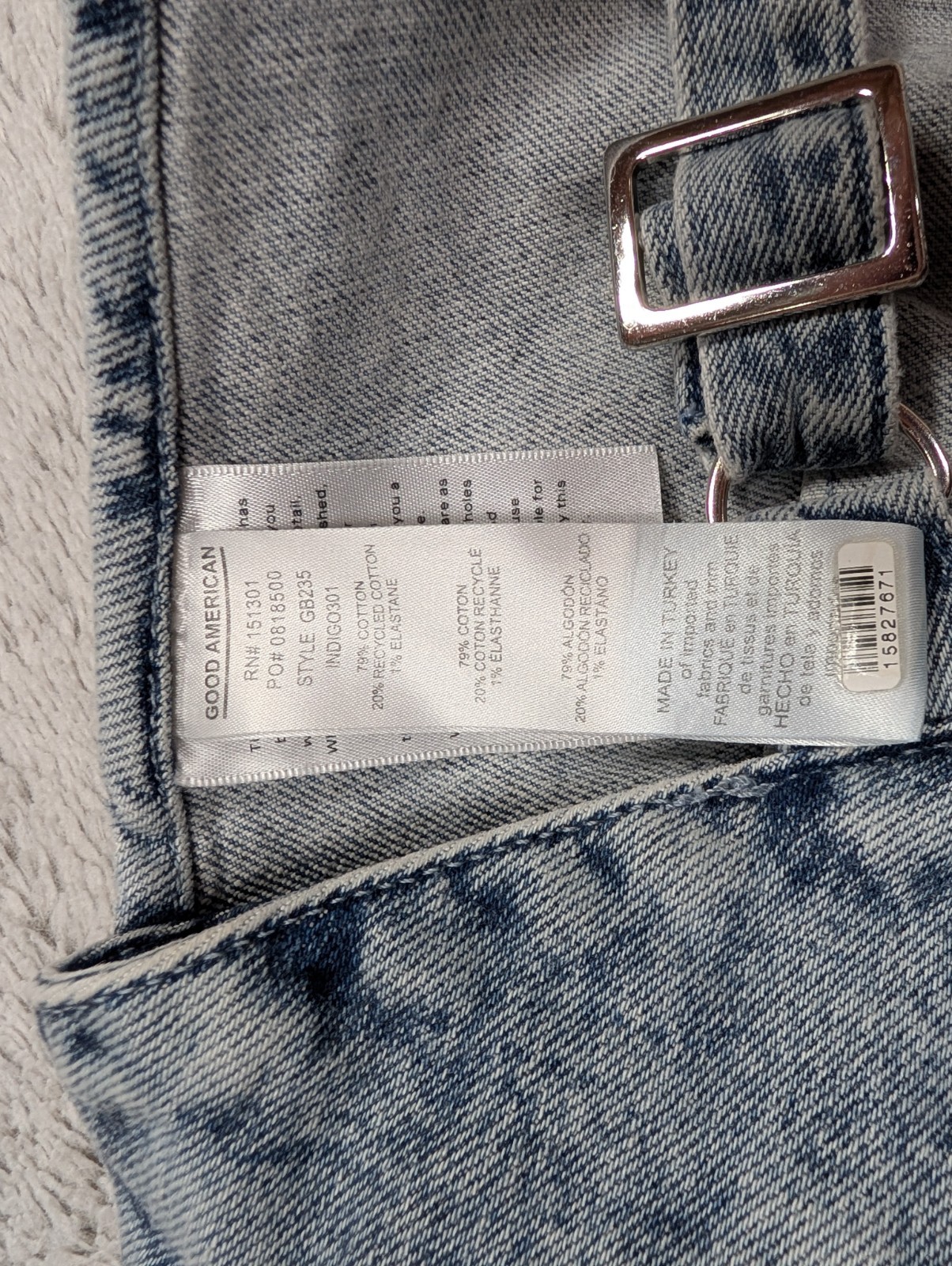 Good American Top Womens 4 Blue Bleach Wash Denim Bralette Travel Street