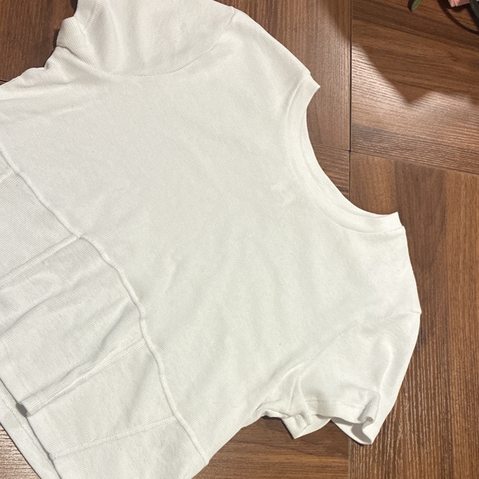 Abound Women’s White Knit Solid Crew Neck Cap Sleeve Pullover T-Shirt XL