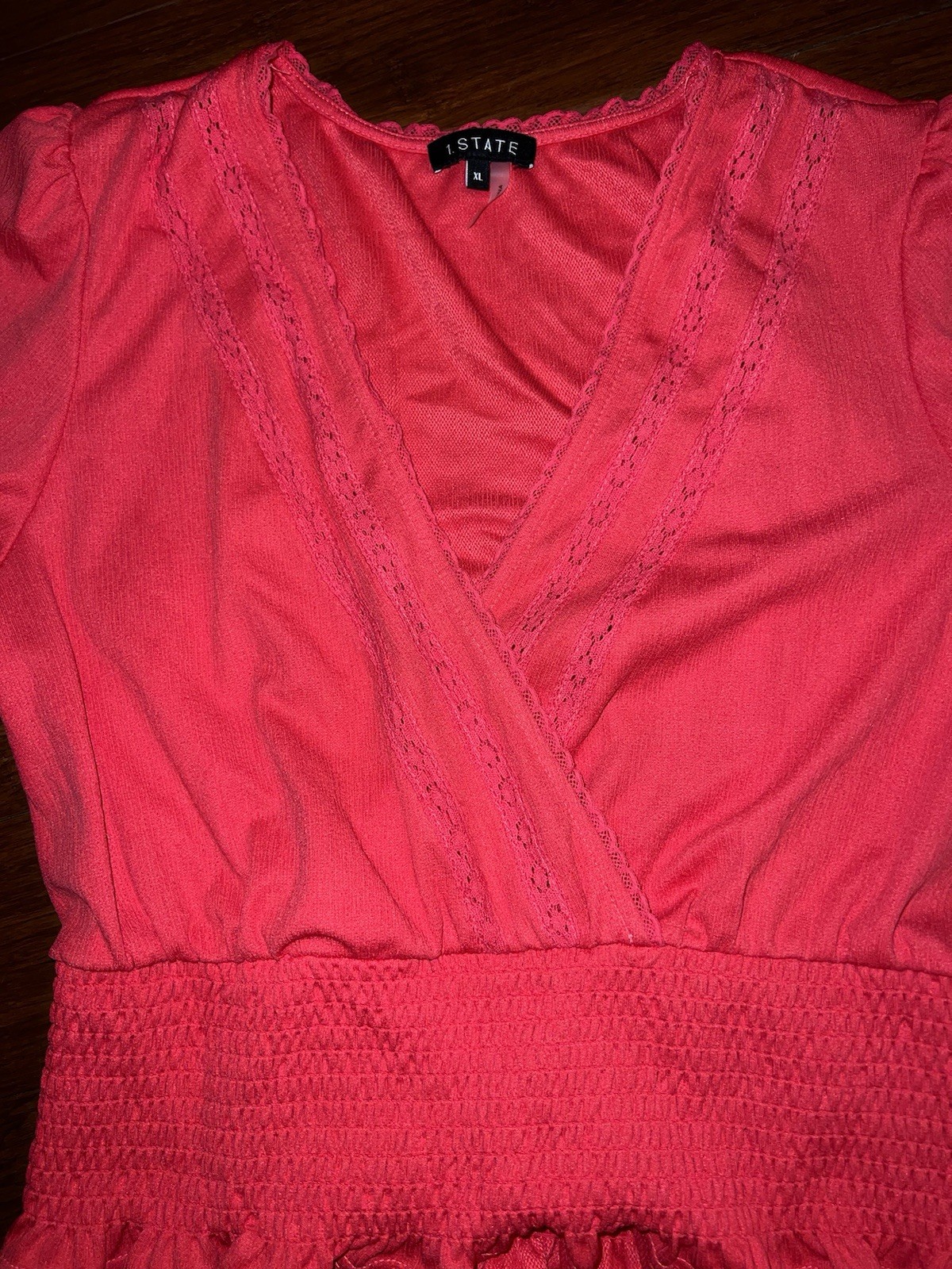 NWT Women’s 1. STATE Pink Lace Blouse XL $69 MSRP CUTE FREE SHIP