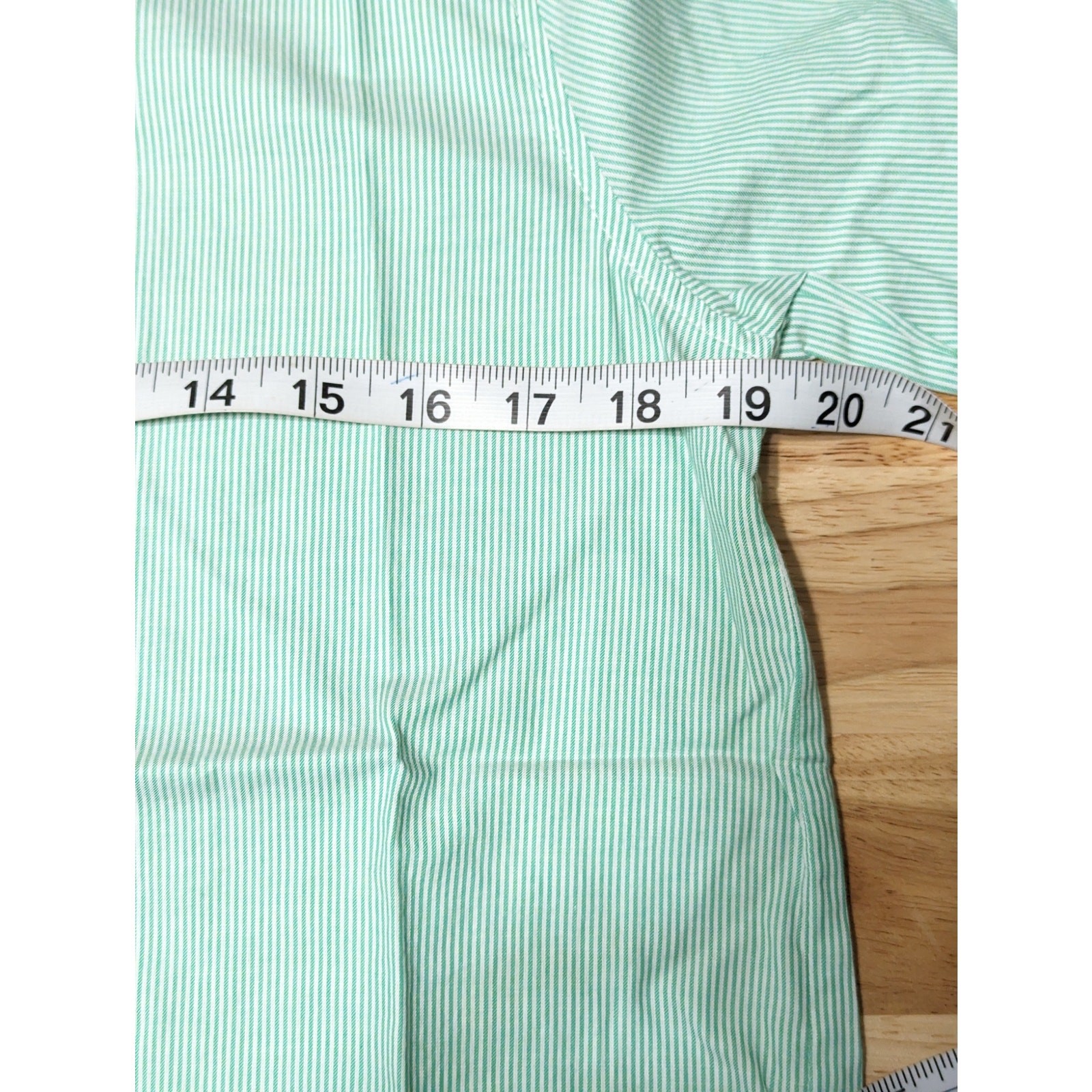 Everlane Shirt Size 4 Button-Down Collared Long Sleeve 100% Cotton Green Stripe