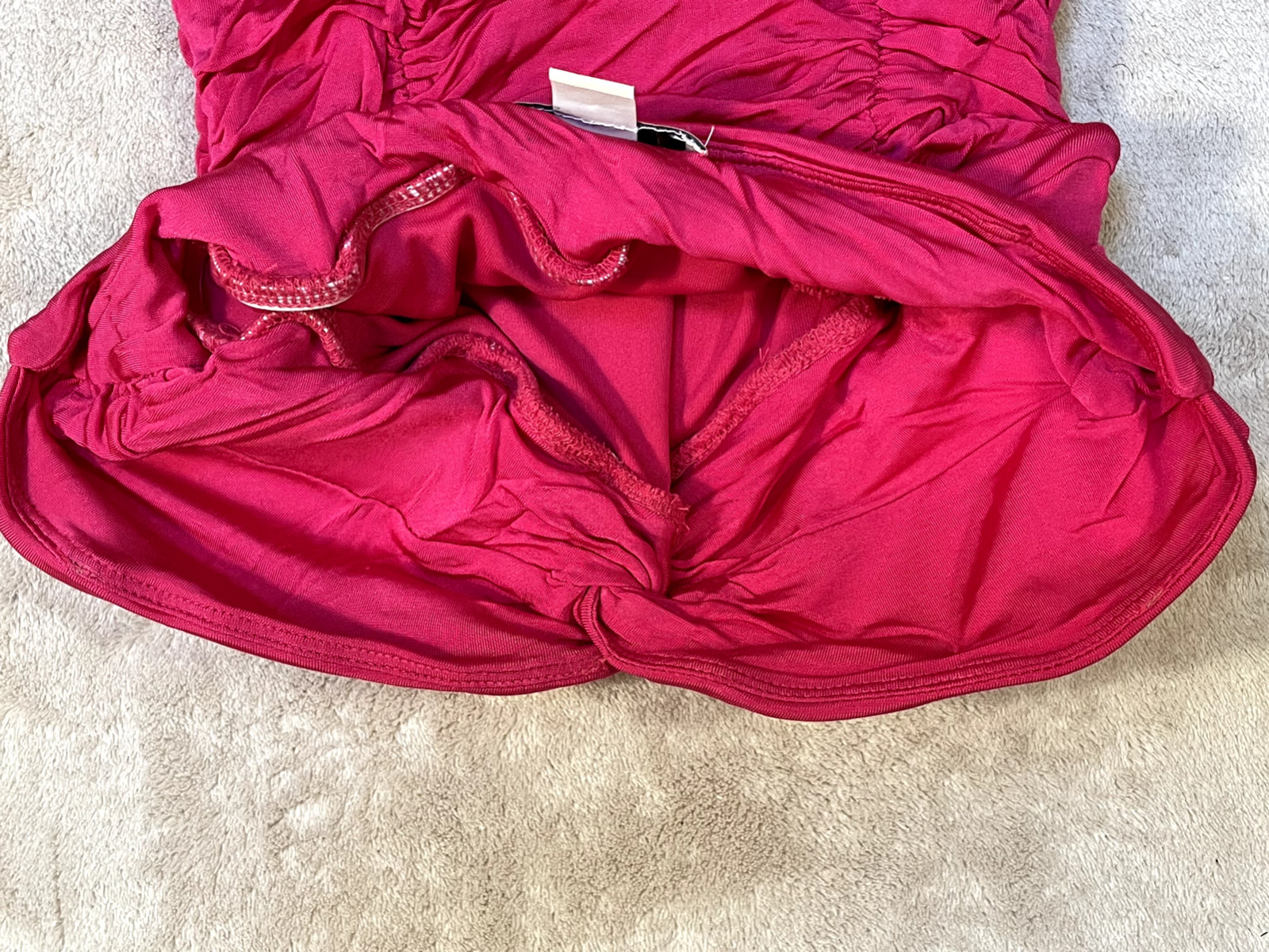 XXI Top Women’s Small Red Strapless Ruched Seams Gathered Stretch Rayon Lined