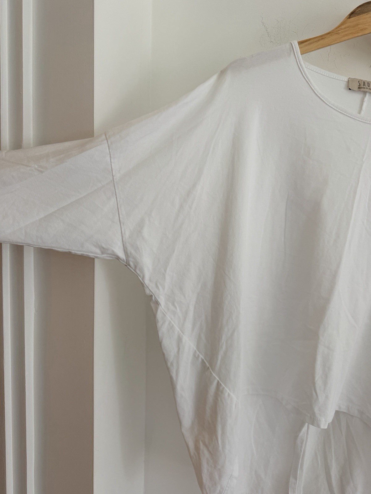 SAGA White Cotton Hi Lo High Low Dramatic Tuxedo Tails Tunic Top S M L XL OSFA