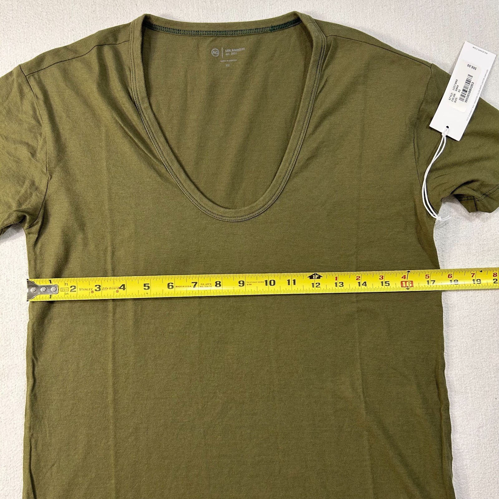 AG Adriano Goldschmied Olive Green Scoop Neck Tee Shirt Women’s XS NWT