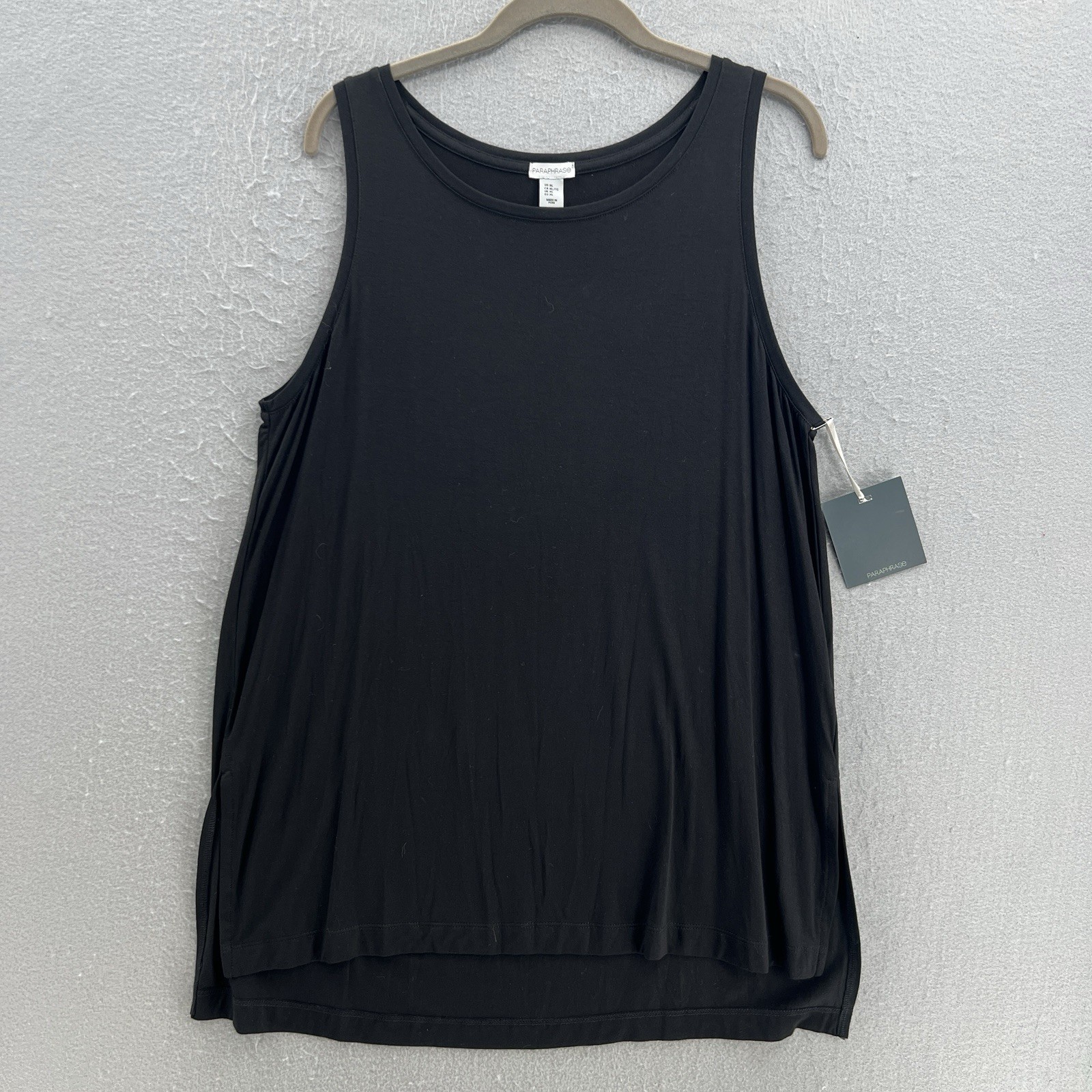 Paraphrase Top Womens Xl Black Tank Stretch Sleeveless Comfortable Soft Casual