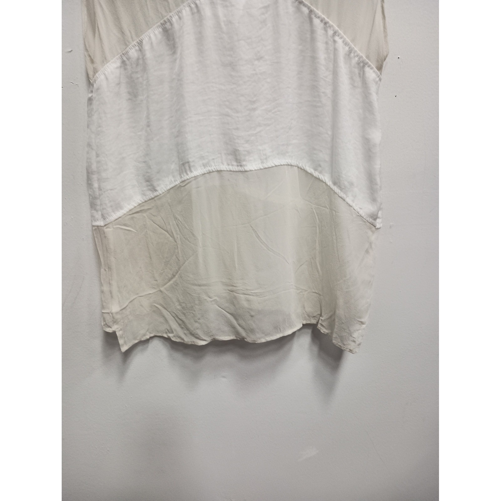 Laila & Savannah Silk Sleeveless Top Womens Small White Cream Sheer BOHO