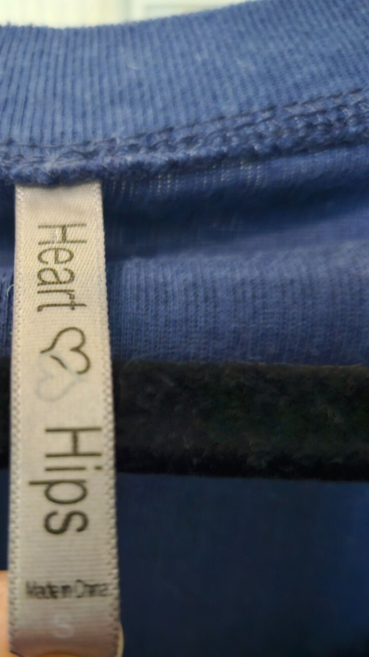Women’s Heart Love Hip Blue Long Sleeve Ribbed Shirt/ US Size XS Women’s Apparel