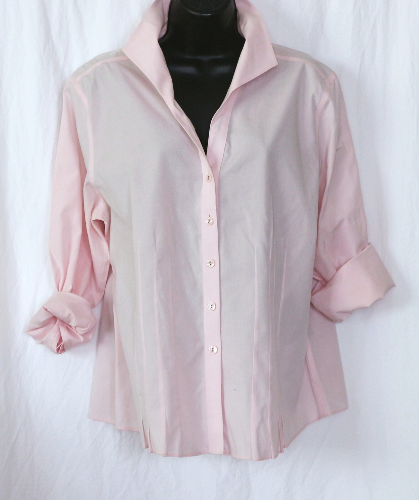 TALBOTS Pink Wrinkle Resistant Stretch Cotton/Lastol V-Neck Blouse – Sz 16 EXC