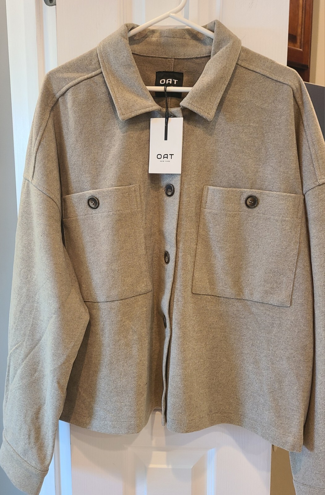 Oat New York Cropped Shirt/Jacket Shacket Beige Size XL NWT