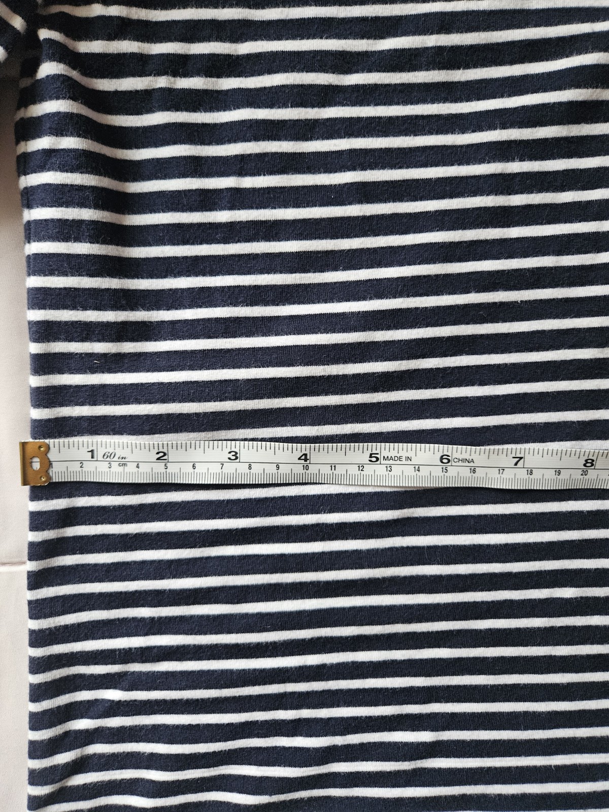 Chaps Navy/White Striped Long Sleeve Henley T-Shirt Stretch Pocket Size M