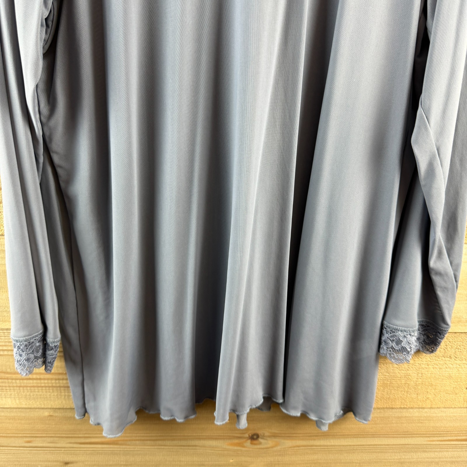 Logo Layers By Lori Goldstein Long Sleeve Lace Neckline Nylon Sheer Mesh Blue 2X