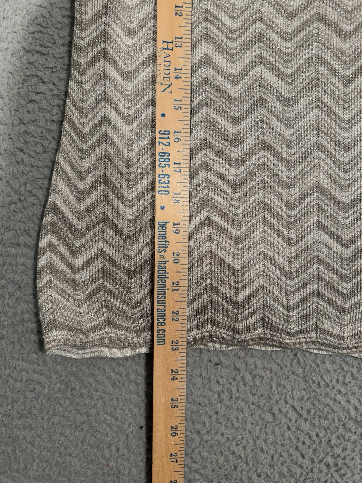 Chico’s Waterfall Cardigan Tank Top Size 0/1 MED Knit Gray Chevron Silver Thread