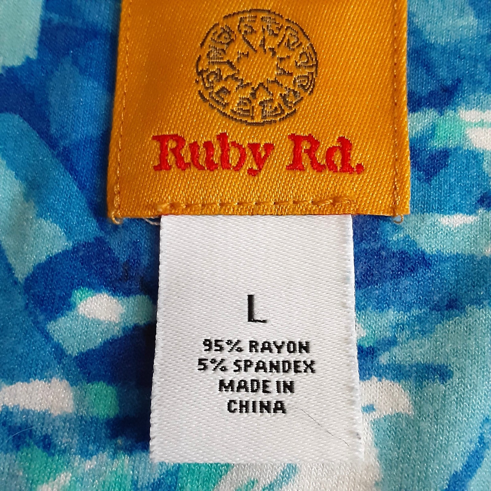Ruby Rd Blouse Size LARGE Pullover 3/4 Sleeve Round Neck Rayon Blend