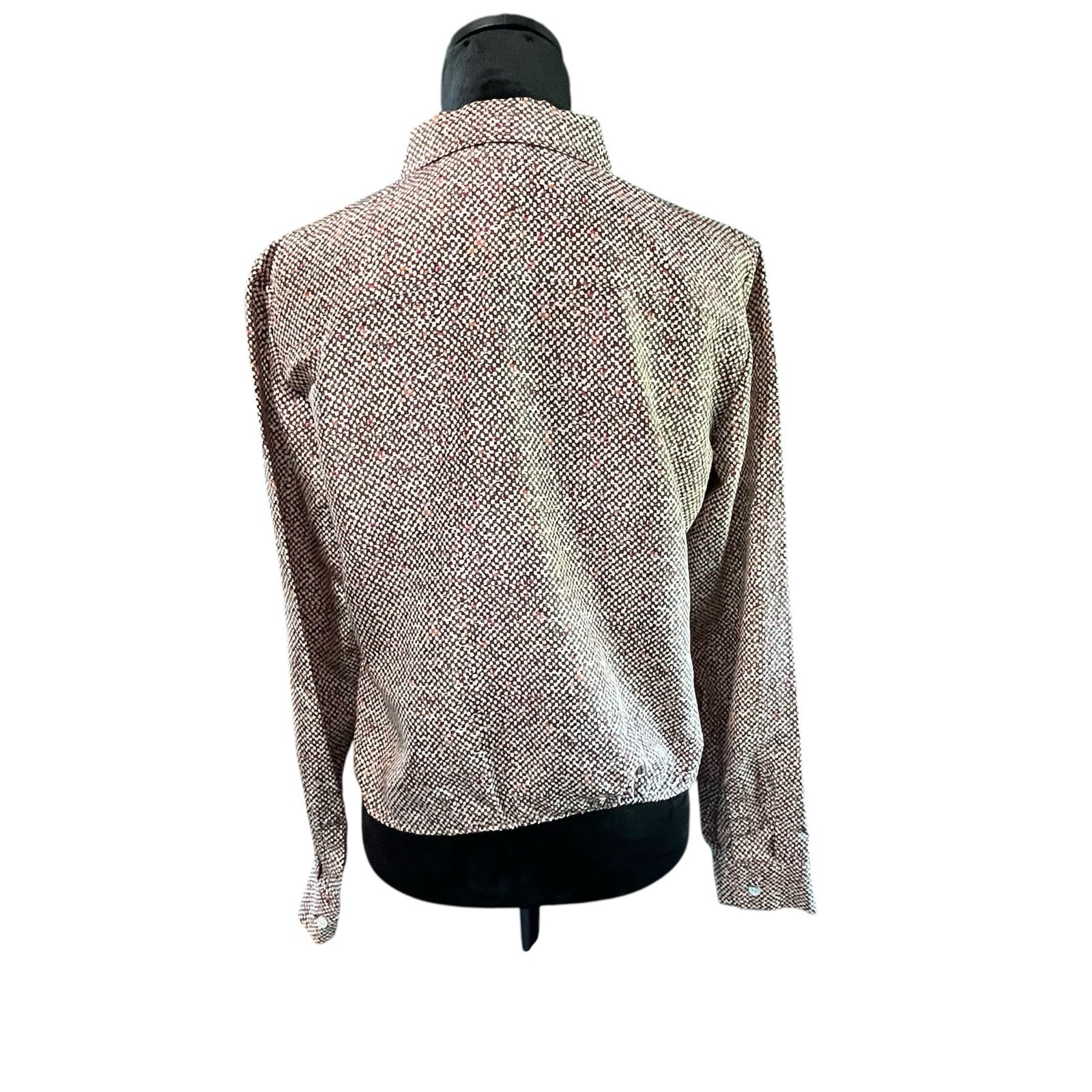 100% Silk Kenneth Cole Wmns 10 Long Sleeve Top Boxy Brown Beige Orange Fuschia