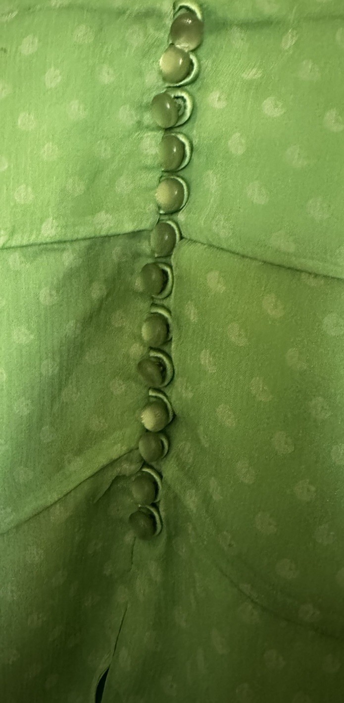 Beautiful Marc Jacobs Silk Top – Size 4 , Green Polka Dots, Side Zipper, Lined