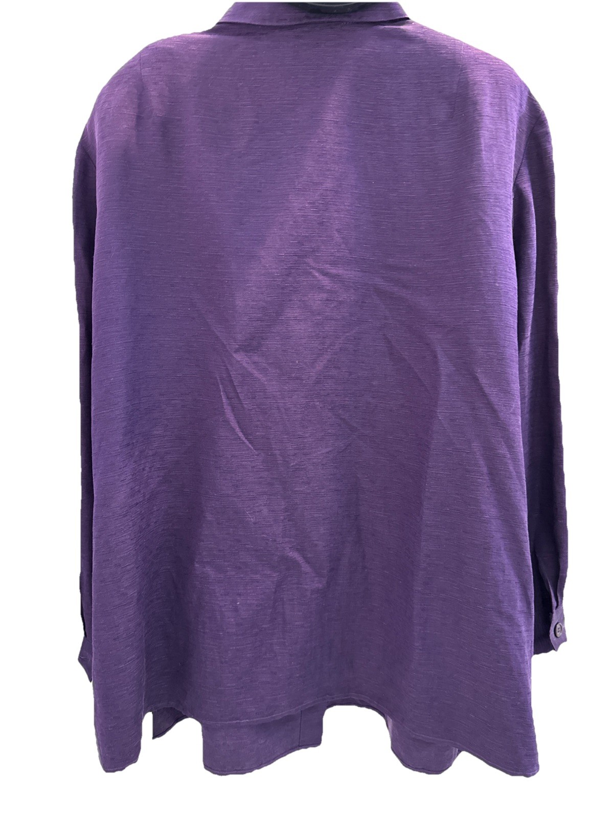 VTG Travis Avers 70% silk 30% Linen 26W Purple Button Down Blouse Shoulder Pads