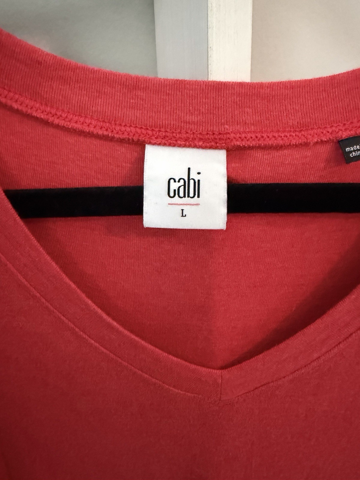 CAbi Women’s Red Knit V-Neck Long Sleeve Stretch Pullover Top L MPN 5557