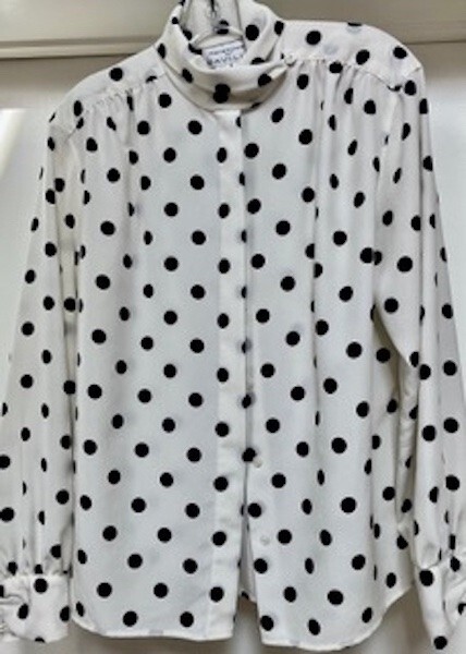 Rena Rowan For Saville Black Polka Dotted Blouse. Size 8