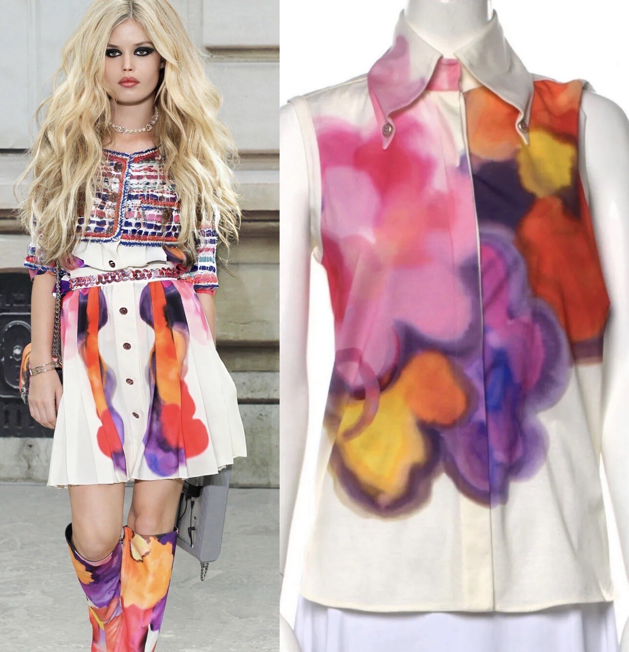 4K New Chanel 2015 Protest Blvd Sleeveless Jacket Top 34 36 38 2 4 6 Shirt S M