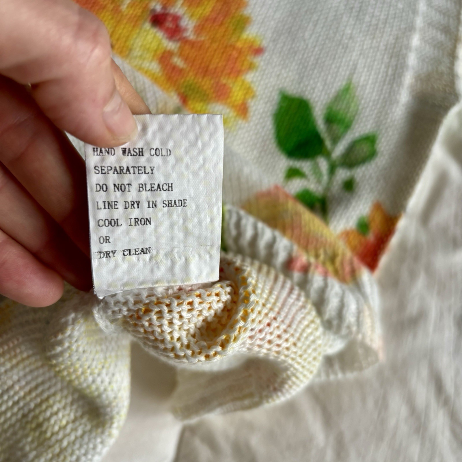 Luisa Ricci Italy Knit Top Floral Womens S Watercolor White Yellow Garden Party