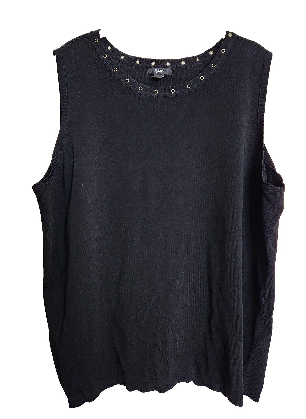 ALFANI Woman Plus 3XL 16 18 Rayon Blend, Classic Black Sleeveless Top EUC!