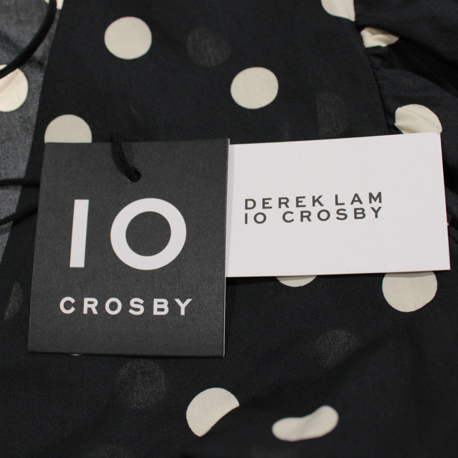 Derek Lam 10 Crosby NWT V-Neck Blouse Size 12 in Black with Ivory Polka Dots