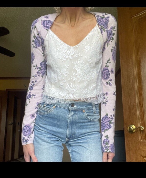 GUIZIO Micro Cardigan & Amiri Lace tank XS bundle